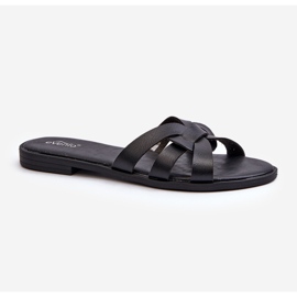 Flip-flops pentru damă, din piele ecologică, negru Rosalini 1