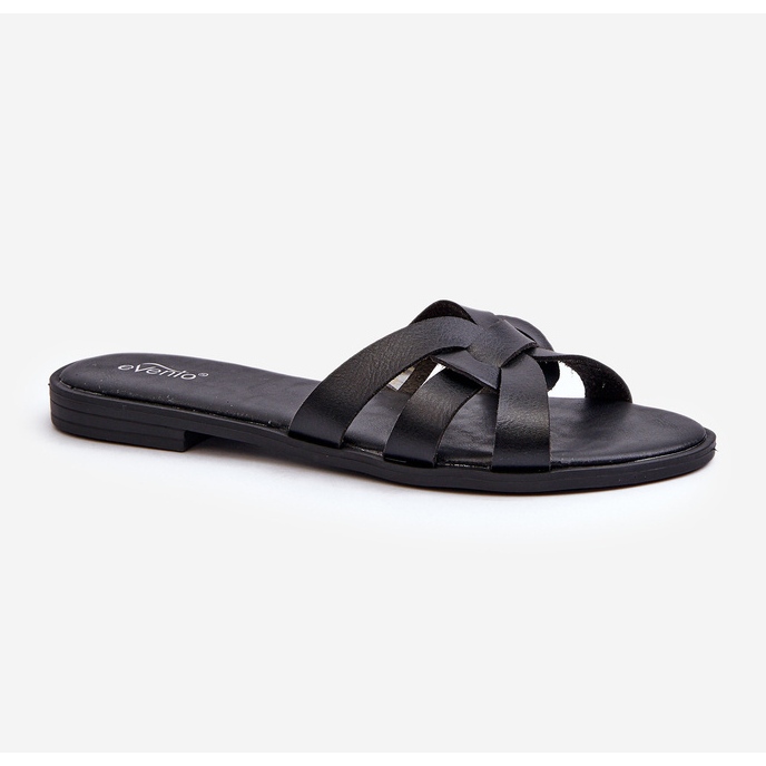 Flip-flops pentru damă, din piele ecologică, negru Rosalini 1