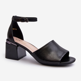 Vinceza Sandale de damă cu toc înalt din piele ecologică, Horissa neagră negru 1