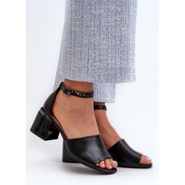 Vinceza Sandale de damă cu toc înalt din piele ecologică, Horissa neagră negru 2