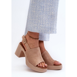 Vinceza Sandale dama din piele intoarsa ecologica cu platforma si toc inalt, bej Vatle 2