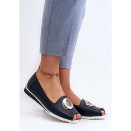 Jezzi Papuci De Dama Cu Decorat In Piele Ecologica, Bleumarin Biolita albastru 2