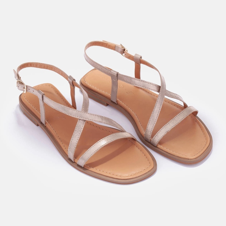 Marco Shoes Sandale cu bretele de aur 1