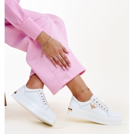 Adidași din piele albă cu talpă groasă Mikka 1