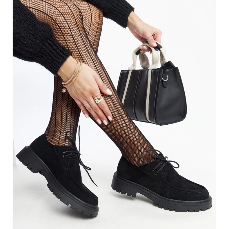 Pantofi Keiko clasici din piele intoarsa neagra negru 1