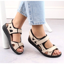 Sandale confortabile din piele Artiker W HBH77, bej 1