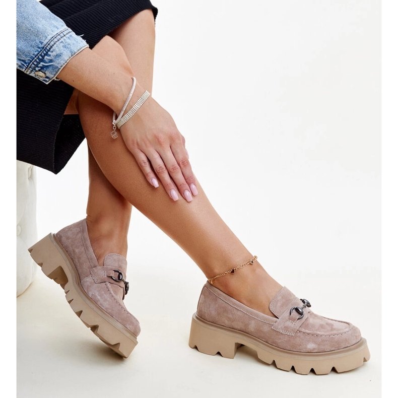 Mocasini din piele bej de la Vinceza 1 Mocasini din piele bej de la Vinceza 1