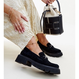 Mocasini Vinceza din piele neagra negru 1