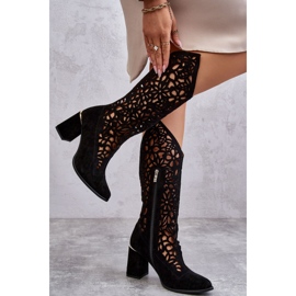 Lewski Shoes Cizme ajurate din piele intoarsa Pantofi Leski 3234 Negru 2