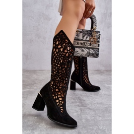 Lewski Shoes Cizme ajurate din piele intoarsa Pantofi Leski 3234 Negru 1