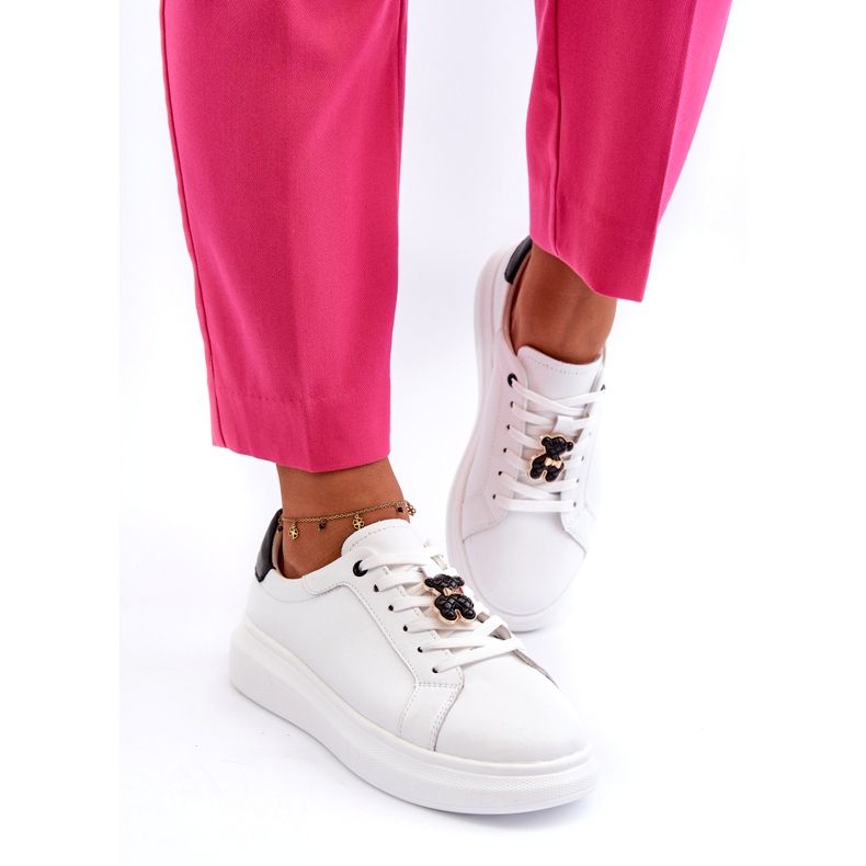 Vinceza Pantofi De Damă Piele Cu Ursuleț, Alb Mirven 2