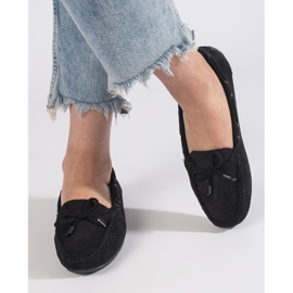 Mocasini confortabili de piele intoarsa neagra pentru femei negru 1