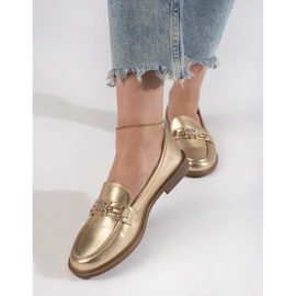 Mocasini eleganti de dama aurii de aur 2