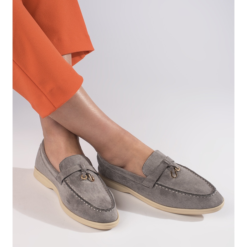 Mocasini gri de piele intoarsa de dama 1 Mocasini gri de piele intoarsa de dama 1