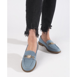 Mocasini eleganti de dama din denim albastru 2