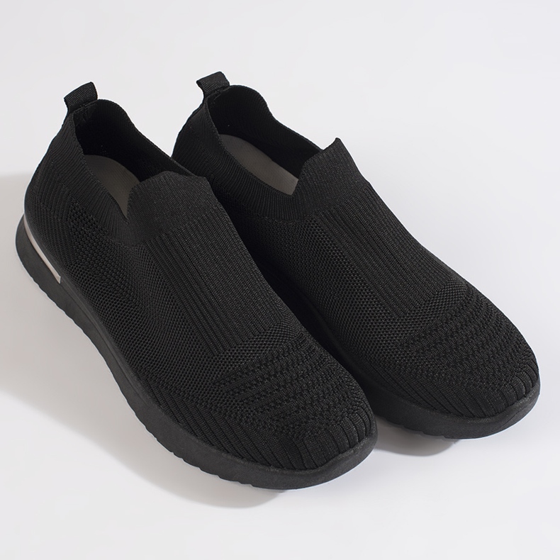 Tenisi negri cu slip-on negru 1