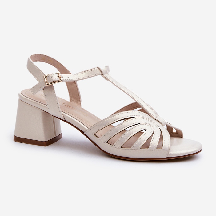 Sandale de damă cu toc înalt Sergio Leone SK880 Pearl alb 1