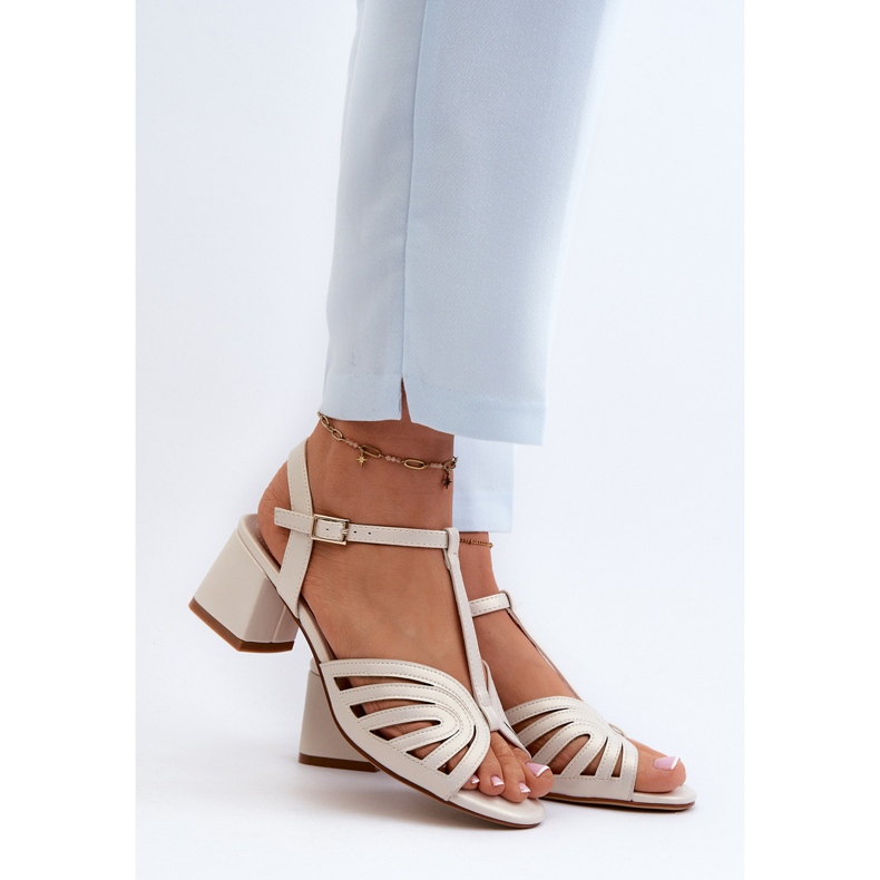 Sandale de damă cu toc înalt Sergio Leone SK880 Pearl alb 2