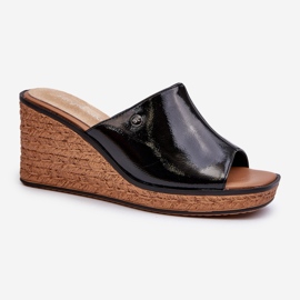 Flip-flops cu pană patentată pentru femei Sergio Leone KL213 negru 1