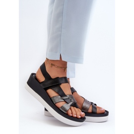 Sandale din piele pentru femei Zazoo 40397 pe platformă, negru 2
