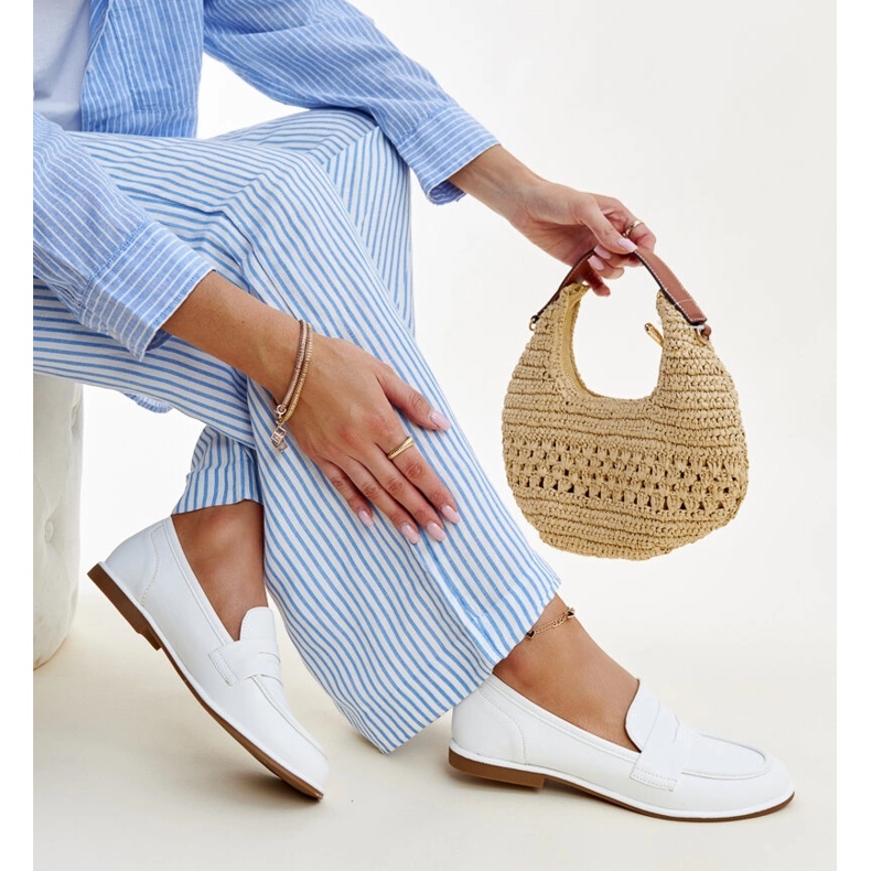 Mocasini clasici albi Nasia 1