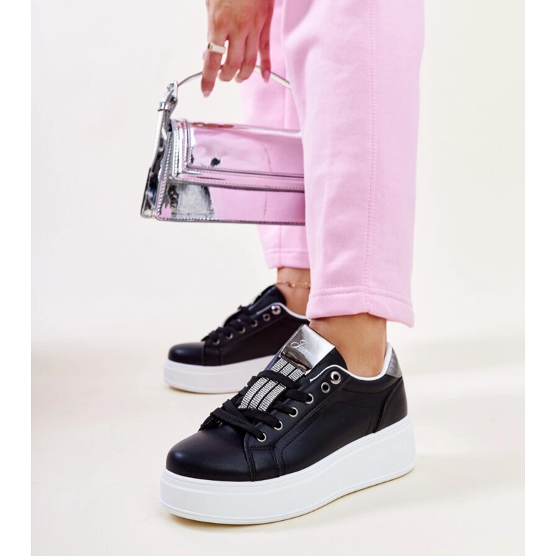 Tenisi negri si argintii cu strasuri Maurizia negru 1