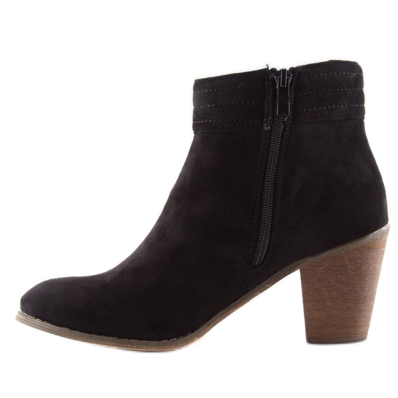 Cizme de piele intoarsa cu toc inalt 99-266 negre negru 1