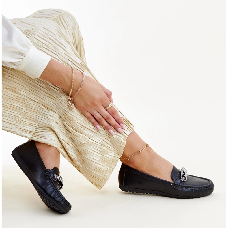 Mocasini negri decorati cu strasuri Adiba negru 1 Mocasini negri decorati cu strasuri Adiba negru 1