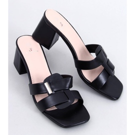 Slapi eleganti Lafar Black cu toc inalt negru 1