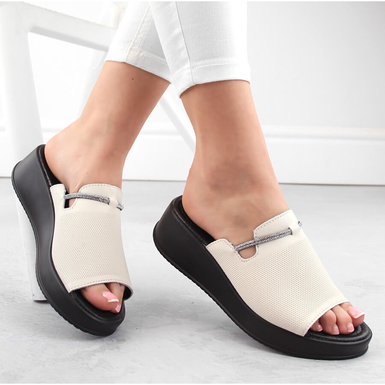 Papuci papuci dama piele scri Filippo DK6067 bej 1