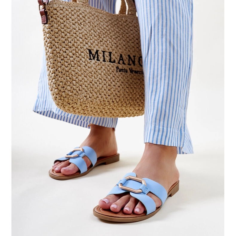 Flip-flops Isana albastru cu catarama 1