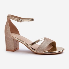 Vinceza Sandale sclipitoare de damă cu toc joasă, Golden Ploemis de aur 2