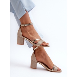 Vinceza Sandale sclipitoare de damă cu toc joasă, Golden Ploemis de aur 1