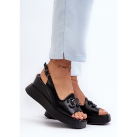 Jezzi Sandale De Dama Pe Platforma Si Pana Cu Decorat, Janesca Neagra negru 2