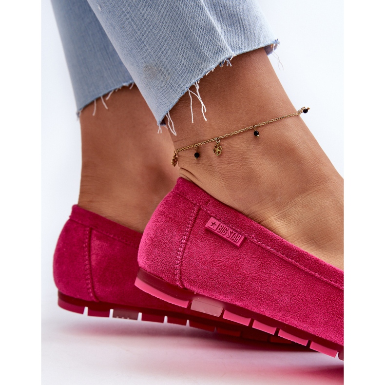 Mocasini din piele ecologică pentru damă Big Star NN274934 Sistem cu spumă cu memorie fucsia roz 1