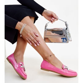 Mocasini roz închis cu cataramă Mali din zirconiu 1 Mocasini roz închis cu cataramă Mali din zirconiu 1