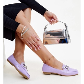 Mocasini violet cu cataramă Mali din zirconiu 1