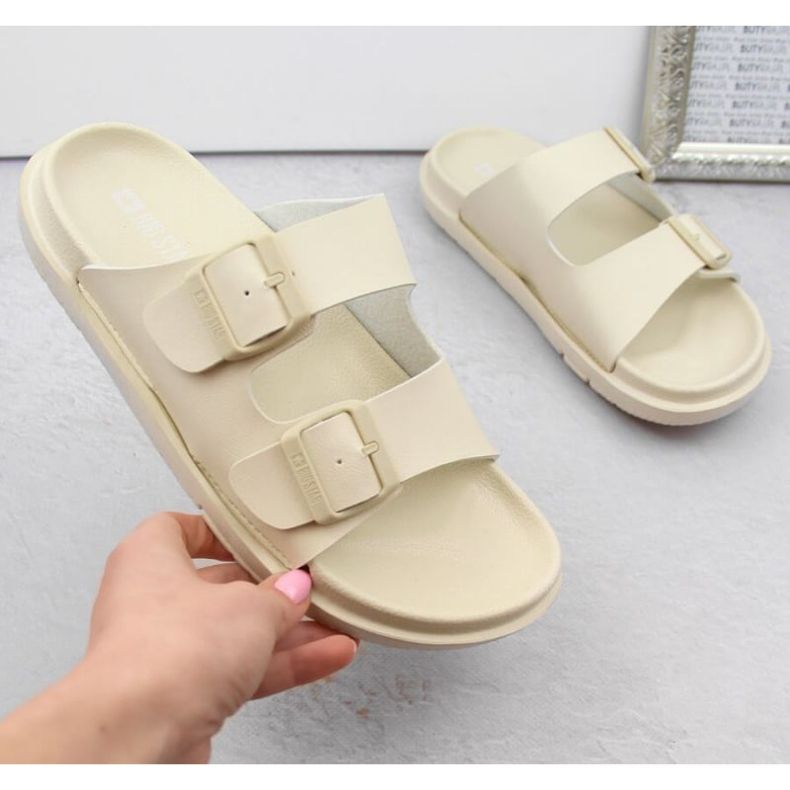 Slapi Big Star W INT2004C din spumă cu catarame, bej 1