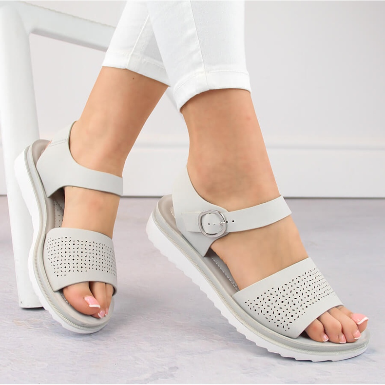 Sandale ajurate gri de damă Sergio Leone SK082H 1