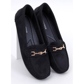 Mocasini dama din piele intoarsa Sourd Black negru 1