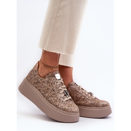 Pantofi sport din piele pe platformă Maciejka 06191-10 Bej 2