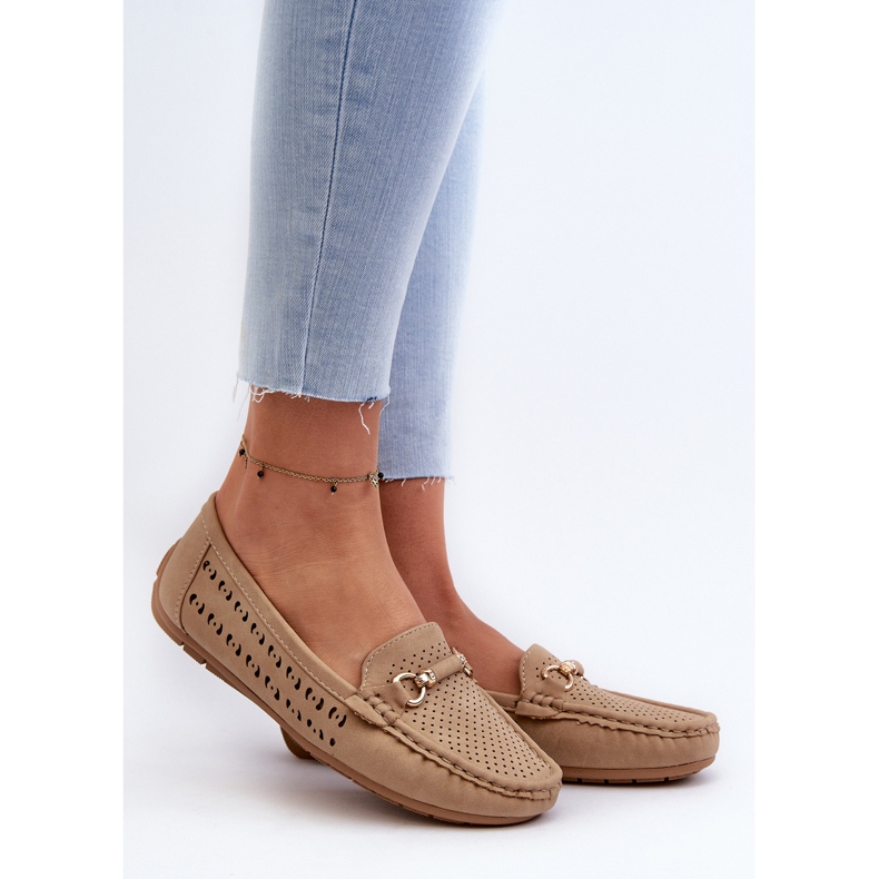 Mocasini Ajurat Dama Cu Decorat, Kaydance Maro bej 2