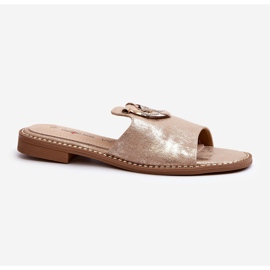 Flip-flops eleganti strălucitori pentru damă, cu decor S.Barski KV27-032 Aur de aur 1