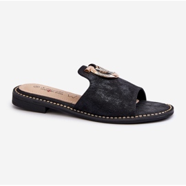Flip-flops de damă, strălucitori și eleganti, cu decor S.Barski KV27-032 negru 1