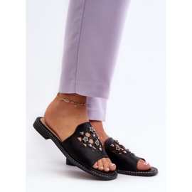 Slapi Damă Strălucitoare Cu Decorații S.Barski KV27-063 Negru 2