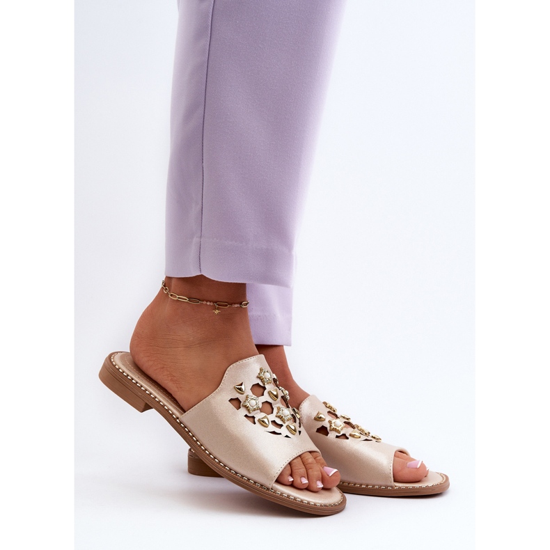 Slapi Damă Strălucitoare Cu Decorații S.Barski KV27-063 Aur de aur 2