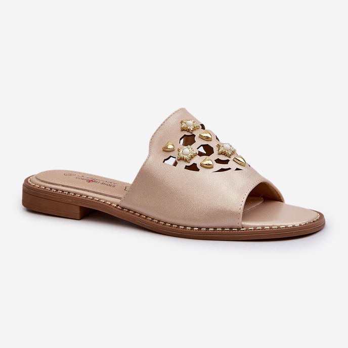 Slapi Damă Strălucitoare Cu Decorații S.Barski KV27-063 Aur de aur 1