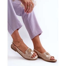 Sandale Dama Cu Decorat S.Barski KV27-049 Aur de aur 1