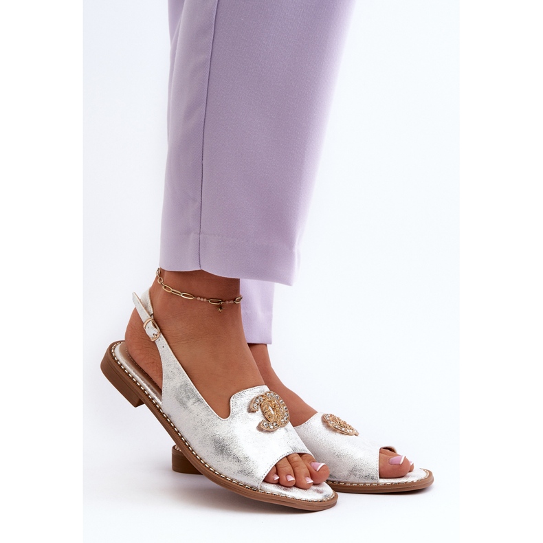 Sandale Dama Cu Decorat S.Barski KV27-049 Argintiu 2