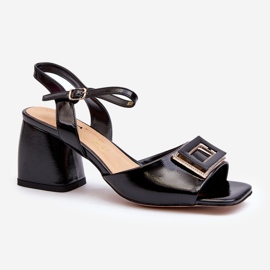 S.Barski Sandale Elegante Din Piele Lacuita Cu Decorat Negru D&amp;A MR38-202 2